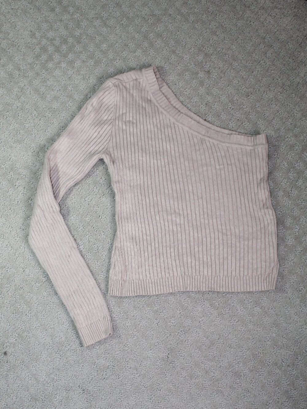 Lulus Size S Taupe Ribbed Fitted One Long Sleeve Top